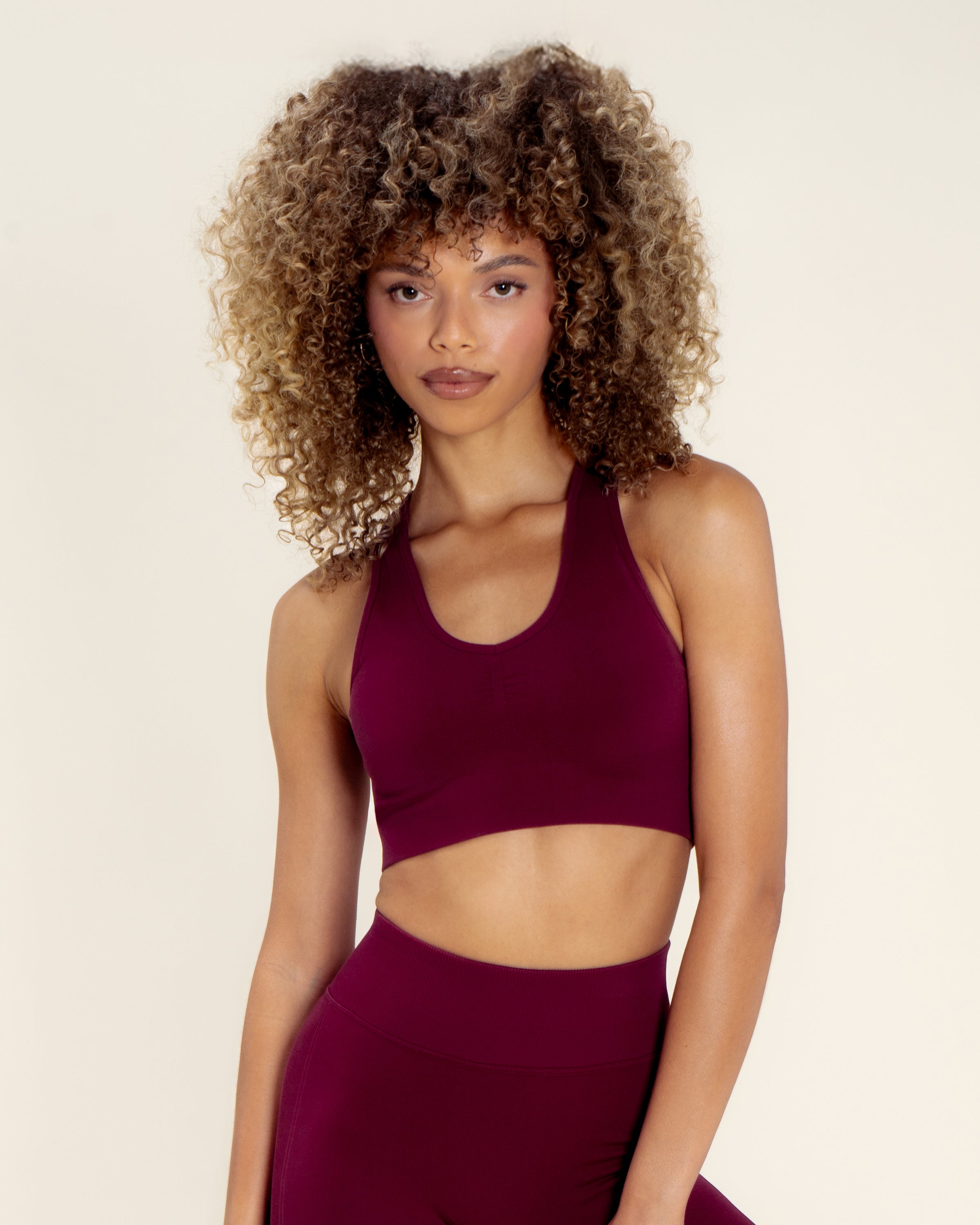 Ribbed Seamless Bra - Burgundy