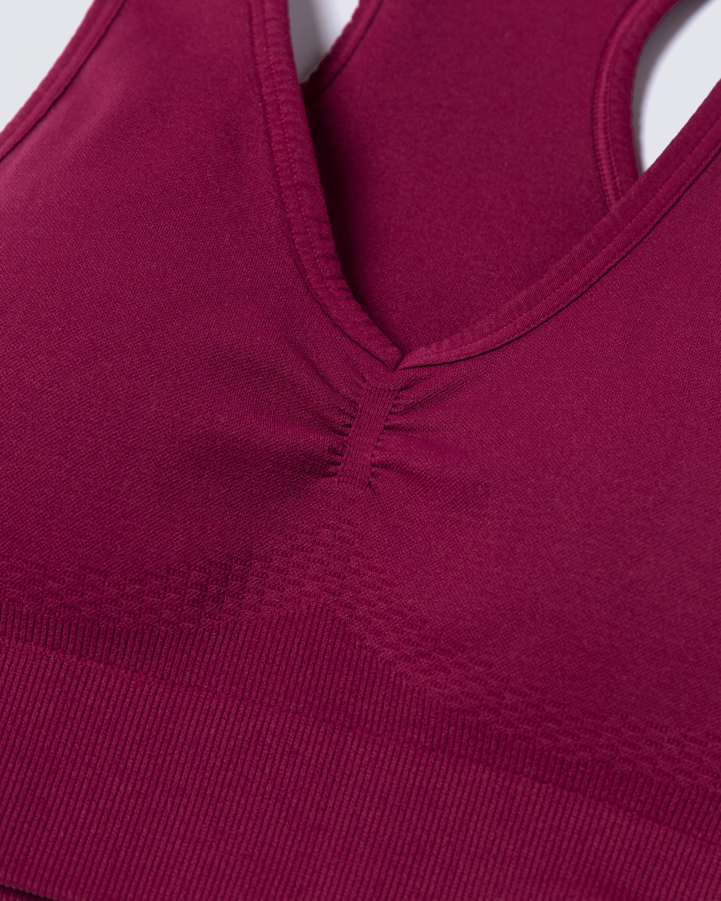 Ribbed Seamless Bra - Burgundy