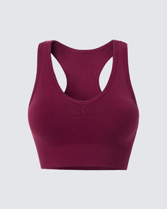 Ribbed Seamless Bra - Burgundy