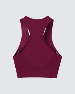 Ribbed Seamless Bra - Burgundy