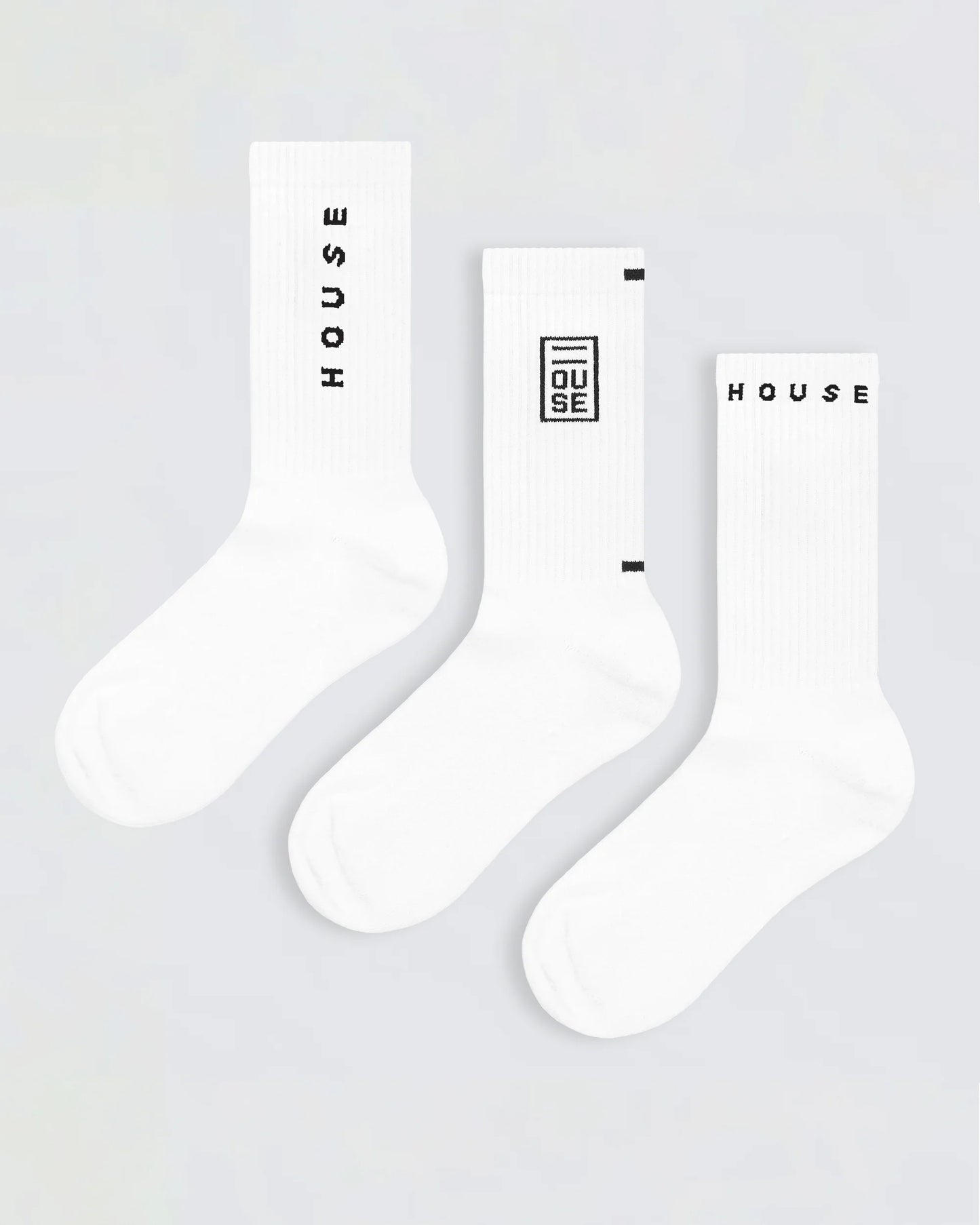 Crew Socks 3 Pack - Multi Logo White