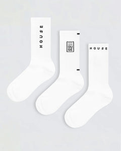 Crew Socks 3 Pack - Multi Logo White