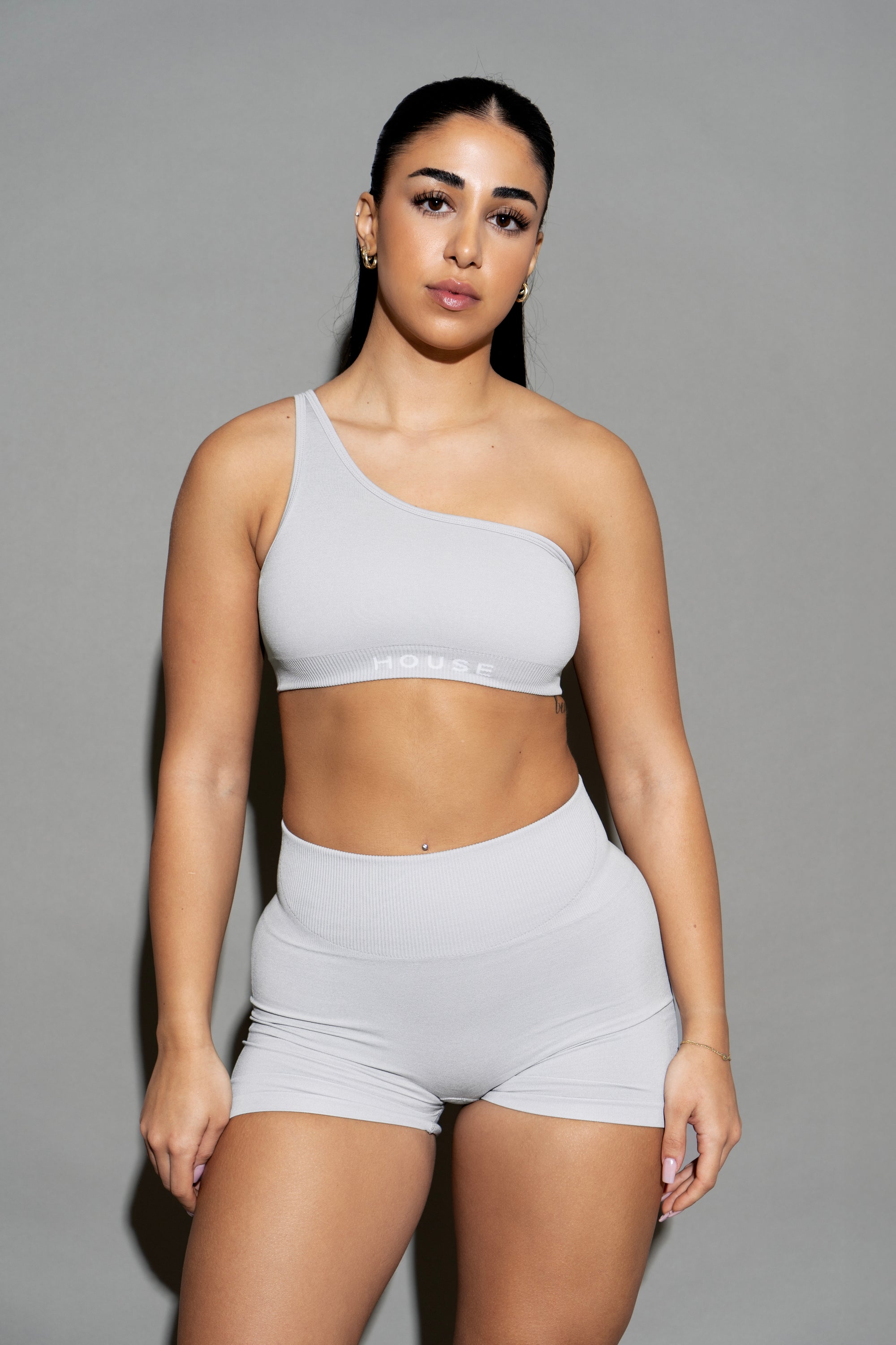 Seamless Asymmetrical Bra - Light Grey