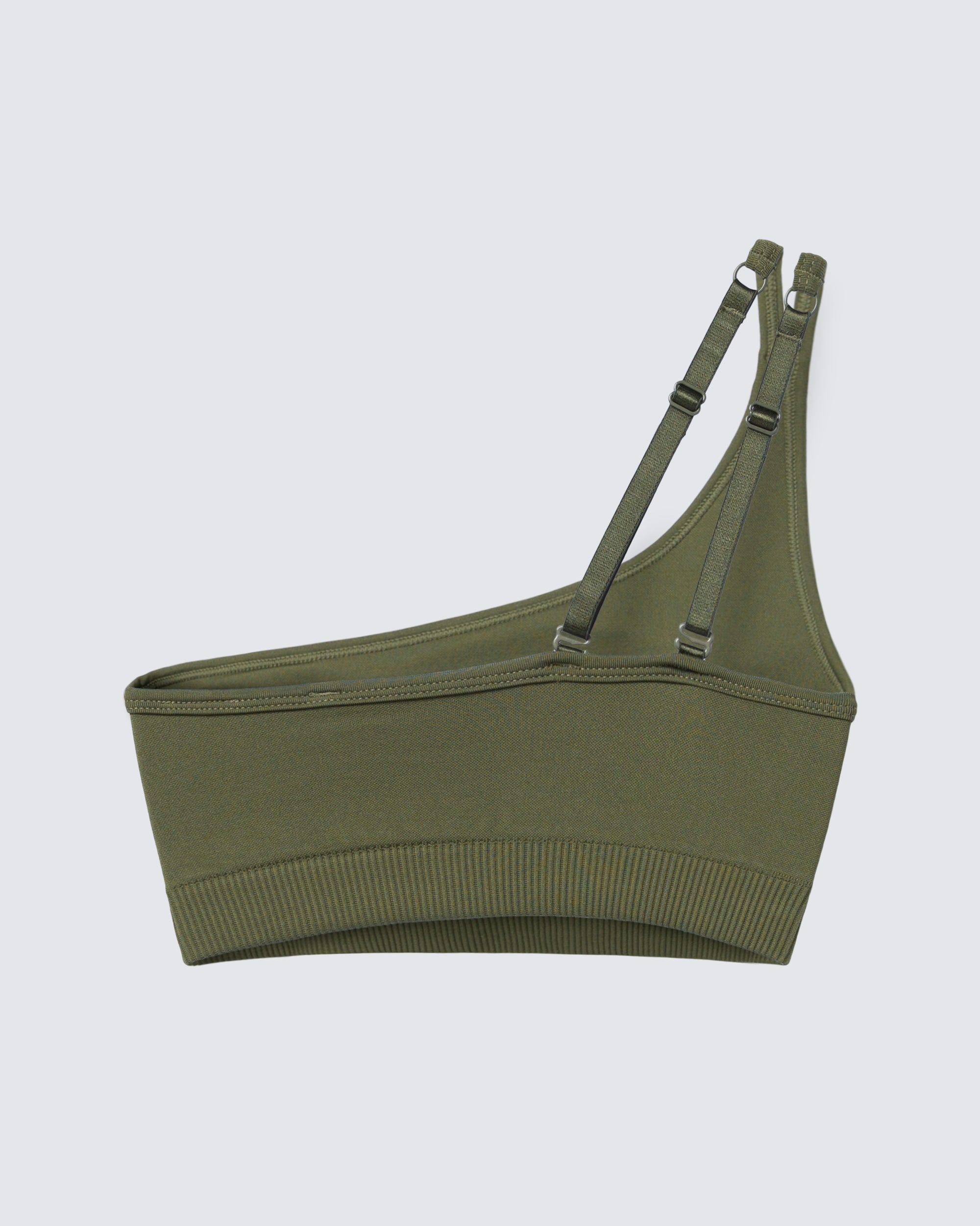 Womens Seamless Asymmetrical Sports Bra in Olive