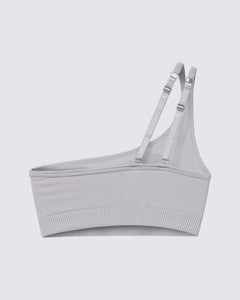 Womens Seamless Asymmetrical Sports Bra in Light Grey Microchip