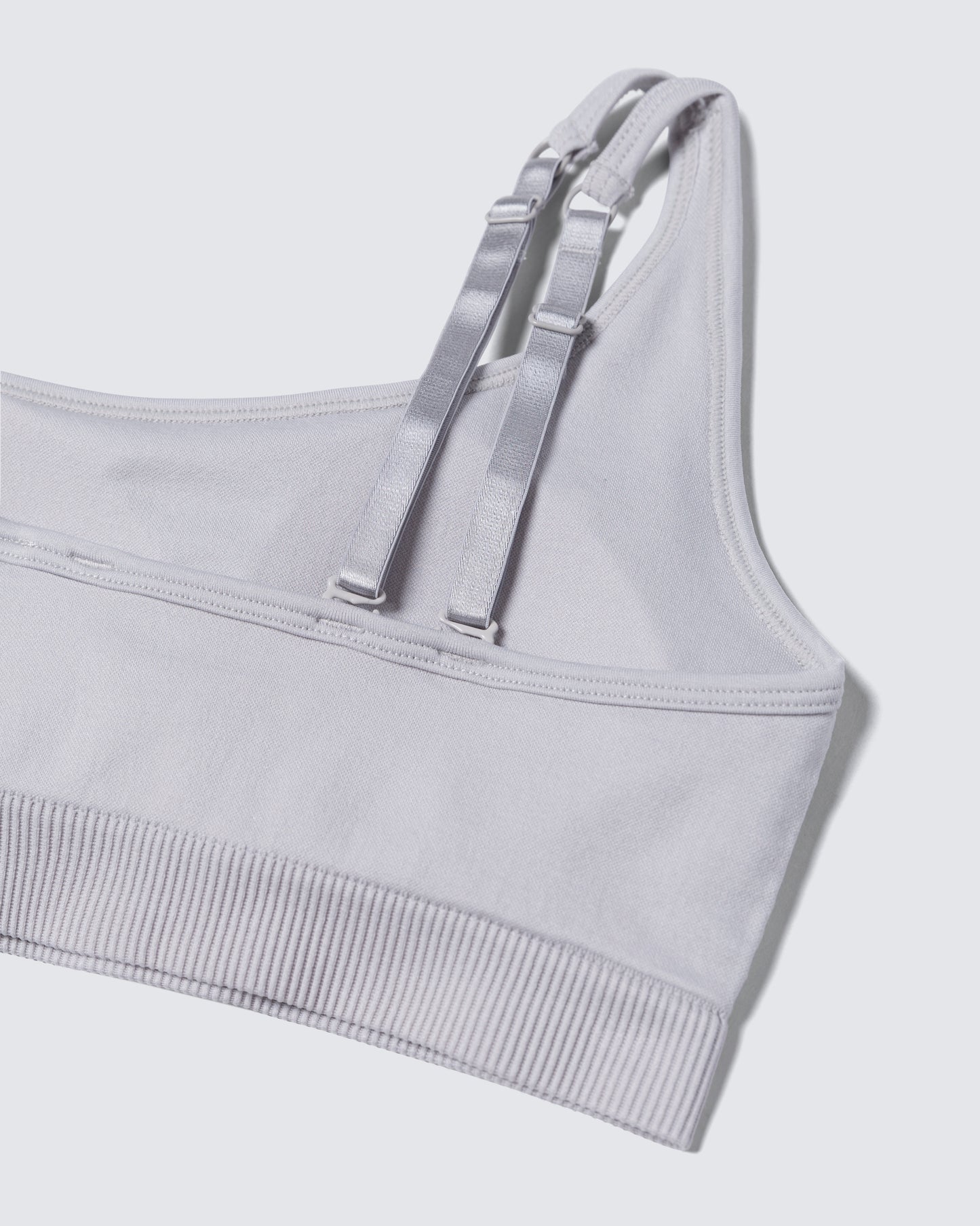 Womens Seamless Asymmetrical Sports Bra in Light Grey Microchip