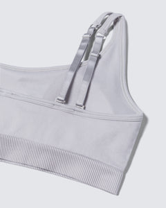 Womens Seamless Asymmetrical Sports Bra in Light Grey Microchip