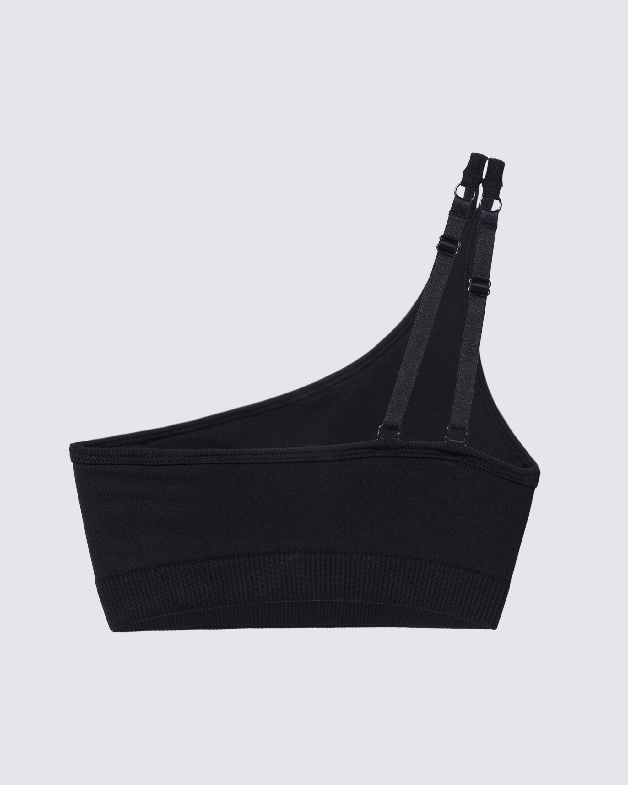 Womens Seamless Asymmetrical Sports Bra in Black