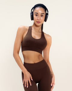 Womens Ribbed Seamless Bra in Cocoa